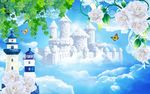 蓝天白云玫瑰花
