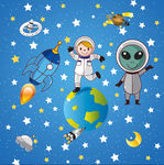 宇航太空宇宙科学科技银河卡通动
