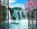 流水风景背景墙
