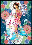 插画和服少女图分层