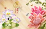 家和富贵牡丹荷花图