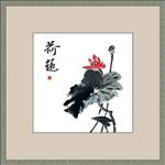 水墨画 荷花 矢量