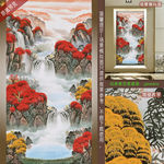 万山红遍山水画