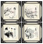 水墨梅兰竹菊