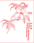 玉兰花鸟矢量线条图