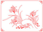 玉兰花鸟矢量线条图