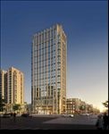 商业大厦黄昏建筑效果图