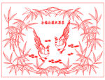 花鸟竹子矢量线条图