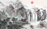 山水国画电视背景墙