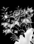 牡丹芙蓉花浮雕灰度图