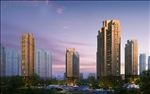音乐喷泉黄昏高层住宅景观水景图
