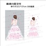 卡通时尚玫瑰花婚纱礼服背影女孩
