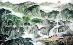 山水国画背景墙