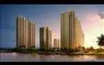 高层住宅水景景观黄昏效果图