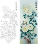 花开富贵艺术玻璃矢量图线条图