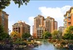住宅区内庭公园水景景观效果图
