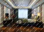 新中式卧室设计集成墙面模型效果
