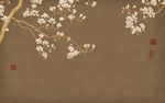 手绘复古玉兰花朵花鸟图