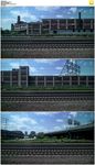 火车窗外的建筑风景