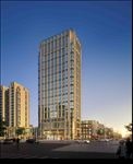 高层公建商业街道路清晨设计图