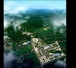 鸟瞰城市规划水景设计道路山体图