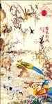 中式百鸟朝凤背景墙