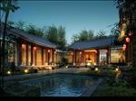 庭院夜景古建水景灯光效果图
