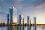 公建湖景建筑黄昏效果图