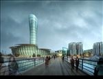 体育管雨景建筑效果图