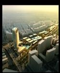 黄昏中的星级酒店鸟瞰建筑效果图