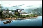 山水画木舟景观图