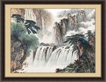 山水国画瀑布