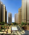 住宅区大门鸟瞰建筑效果图