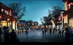 古镇旅游商业街夜景图