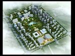 智能生活园区鸟瞰建筑效果图