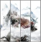 立体空间水墨抽象水彩硬包