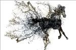 梦幻抽象八骏图电视背景墙