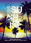 唯美夏日夕阳海滩风光创意海报