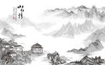 新中式水墨山水情古典电视背景墙