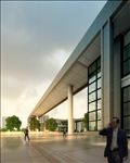 研究院一角黄昏建筑效果图