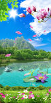 山水风景玄关背景墙