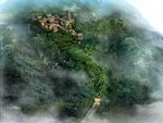 鸟瞰深山建筑景观效果图