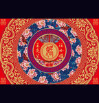 中式大红金色汉唐婚礼迎宾背景