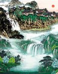 国画山水电视背景墙