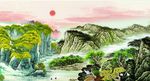 国画山水电视背景墙