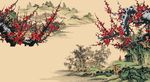 国画梅花背景墙
