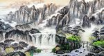 国画山水背景墙
