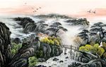 国画山水背景墙