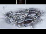 四合院雪景鸟瞰建筑效果图