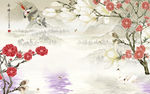 3D山水花卉背景墙
